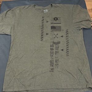 Olive Green Short Sleeve Tee with Graphic Design